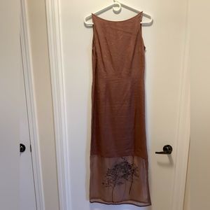 Debbie Shuchat 100% linen, long cocktail dress, sleeveless